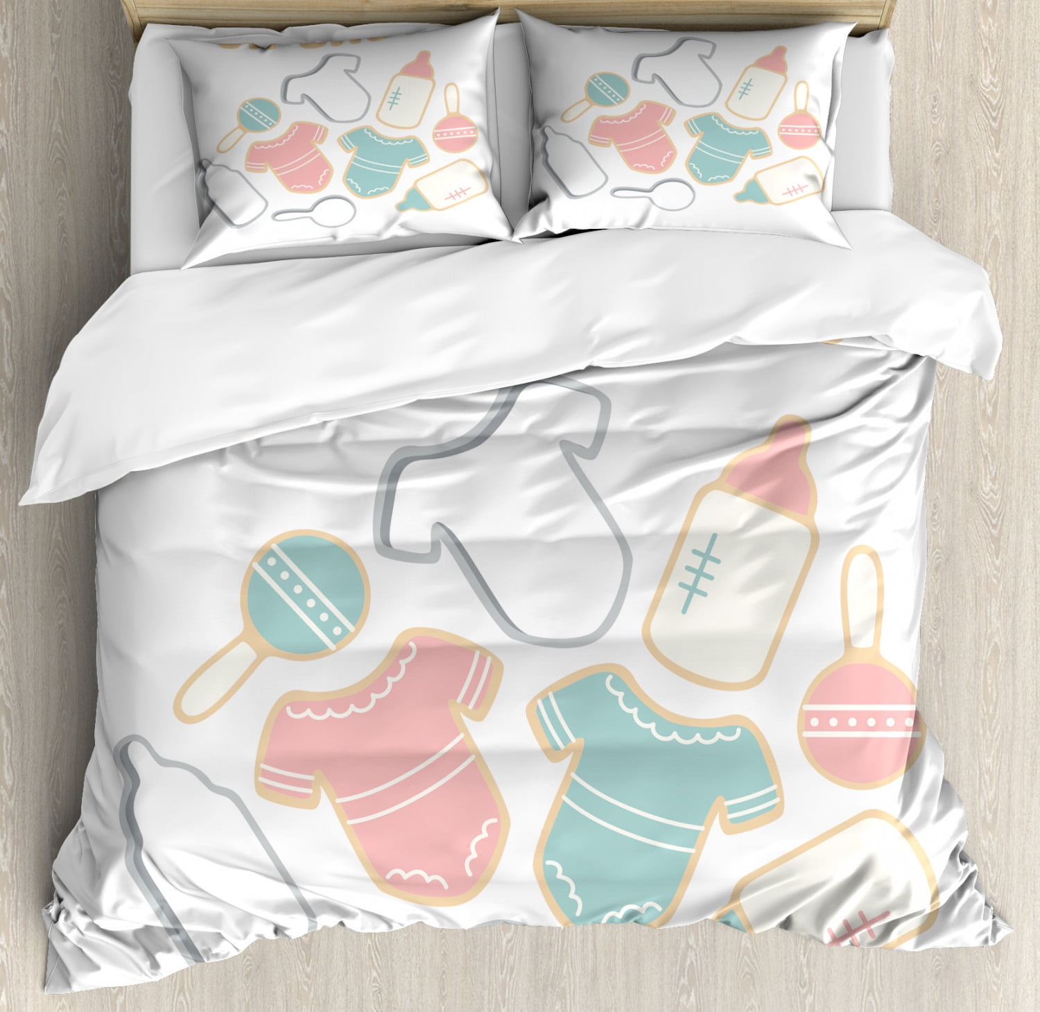 Oh Baby Duvet Cover Set Queen Size Newborn Baby Element Pattern