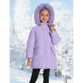 thumbnail image 2 of CPNG Kids Girl's Long Coat Waterproof Winter Warm Outerwear Winter Fleece Coat Long Puffer Jacket with Faux Fur Hood Parka Puffer Jacket Clothes, 2 of 7