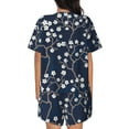 thumbnail image 6 of Goofa Cherry Blossoms on Navy Background for Womens Cotton 2 Piece Pajamas Set Classic Short Sleeve Pjs Set Soft Button Down Sleepwear Loungewear-Large, 6 of 7
