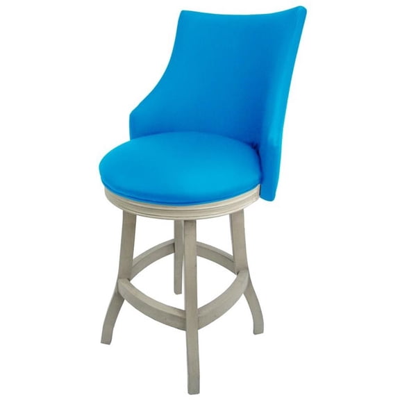 Tobias Designs 26" Swivel Wood Counter Stool in Carolina Blue/ White