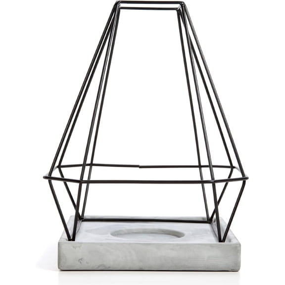 Hosley 11-Inch Geo Metal Pillar Candle Holder Lantern – Mid Century Modern Candle Decor for Home, Farmhouse, Wedding, Parties & Office – Decorative Iron Candle Holder for Tabletop or Centerpiece