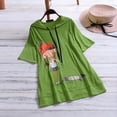 thumbnail image 2 of Black and Friday Deals 2023 Clearance under $5 JINMGG Womens Plus Size Clearance $5 Women Casual Cartoon Print Hooded Short Sleeve Plus Size Top T-Shirt Blouse Green XXL, 2 of 4