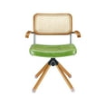 thumbnail image 6 of Art Leon Mid Century Desk Chair No Wheel,Faux Leather Rattan Back Accent Chair with Beech Wood Legs,Green, 6 of 7