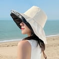 thumbnail image 4 of Dujiujun Women Fisherman Hat Sunscreen Anti-UV Face Protection Fasten String Big Brim Bucket Hats Beach Headwear, 4 of 8