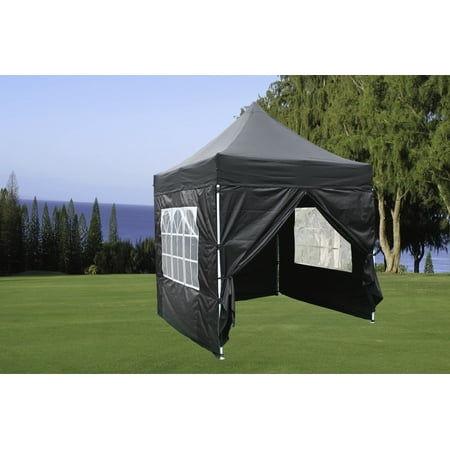 8'x8' Black EZ Pop up Canopy Party Tent Instant Gazebo 100% Waterproof Top with 4 Removable Sides - By DELTA Canopies