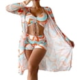 thumbnail image 4 of Conjuntos de bikini de cintura alta para mujer cubre traje de baño de 3 piezas estampado de manga larga push up traje de baño playa traje de baño, 4 of 4