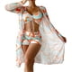 thumbnail image 4 of Conjuntos de bikini de cintura alta para mujer cubre traje de baño de 3 piezas estampado de manga larga push up traje de baño playa traje de baño, 4 of 4