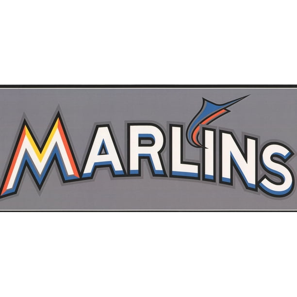 Miami Marlins MLB Équipe de Baseball Fan de Sport Papier Peint Frontière Design Moderne, Rouleau 15' x 6''