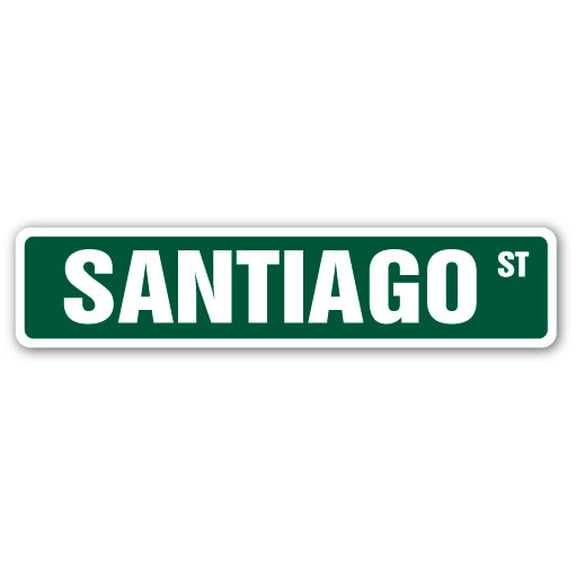 SANTIAGO Street Sign Childrens Name Room Sign | Indoor/Outdoor |  18" Wide