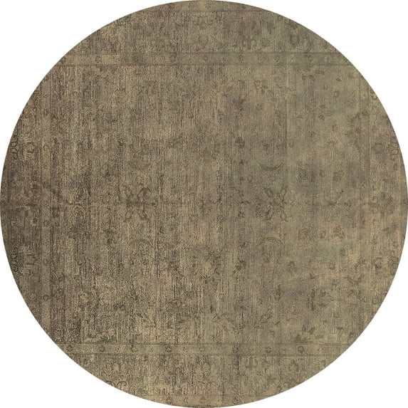 Ahgly Company Indoor Round Oriental Brown Industrial Area Rugs, 8' Round