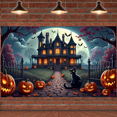 thumbnail image 6 of Halloween Theme Haunted House Design Spooky Black Cat Jack O Lantern Banner for Halloween Party Decoration Outdoor Indoor, 6 of 9