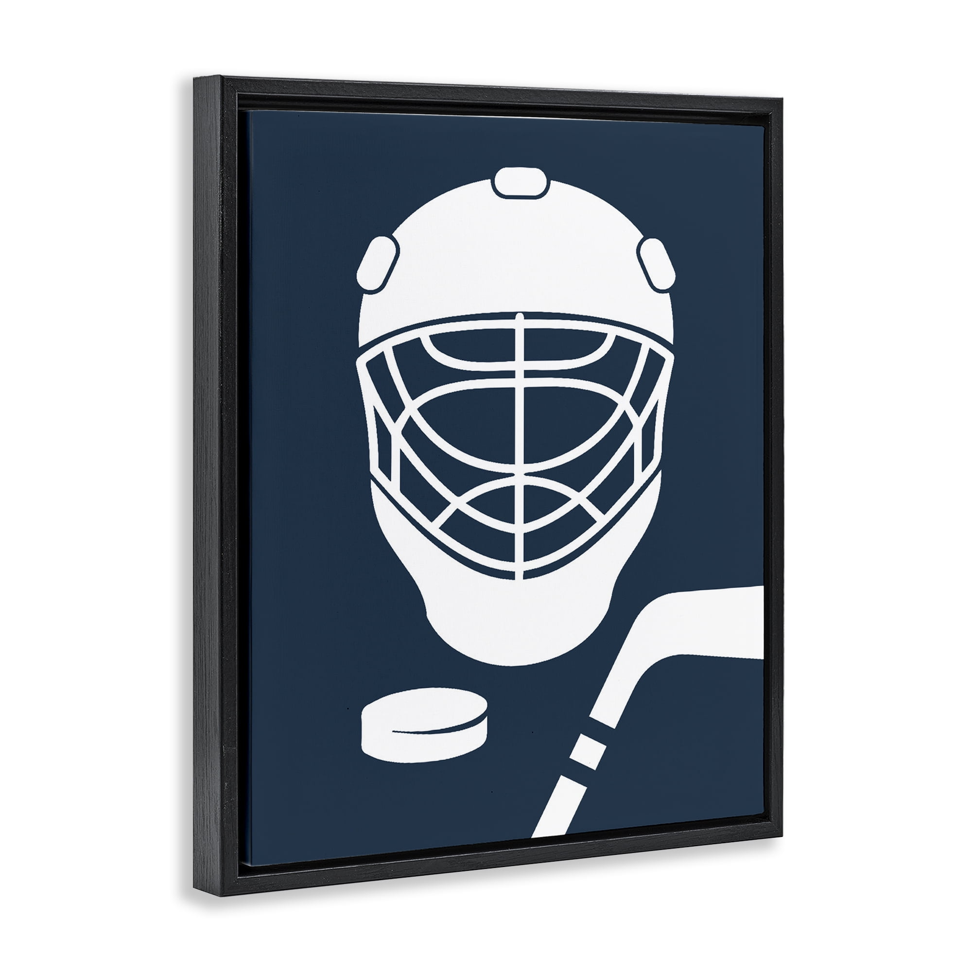 Stupell Industries Hockey Mask Blue & White Black Framed Floater Canvas Wall Art, design by Melody Hogan