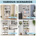 thumbnail image 4 of 69" White Bookshelf, 5 Tier Tall Bookcase with Bookend, Large Metal Book Shelf Display Storage Shelves for Bedroom Living Room Office, 4 of 14