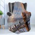 thumbnail image 4 of Cincinnati Soft Flannel Fleece Blanket, Architecture Bridge Building Exterior Cityscape Busy Life in Downtown District, Cozy Plush for Indoor and Outdoor Use, 50" x 70", Multicolor, by Ambesonne, 4 of 5