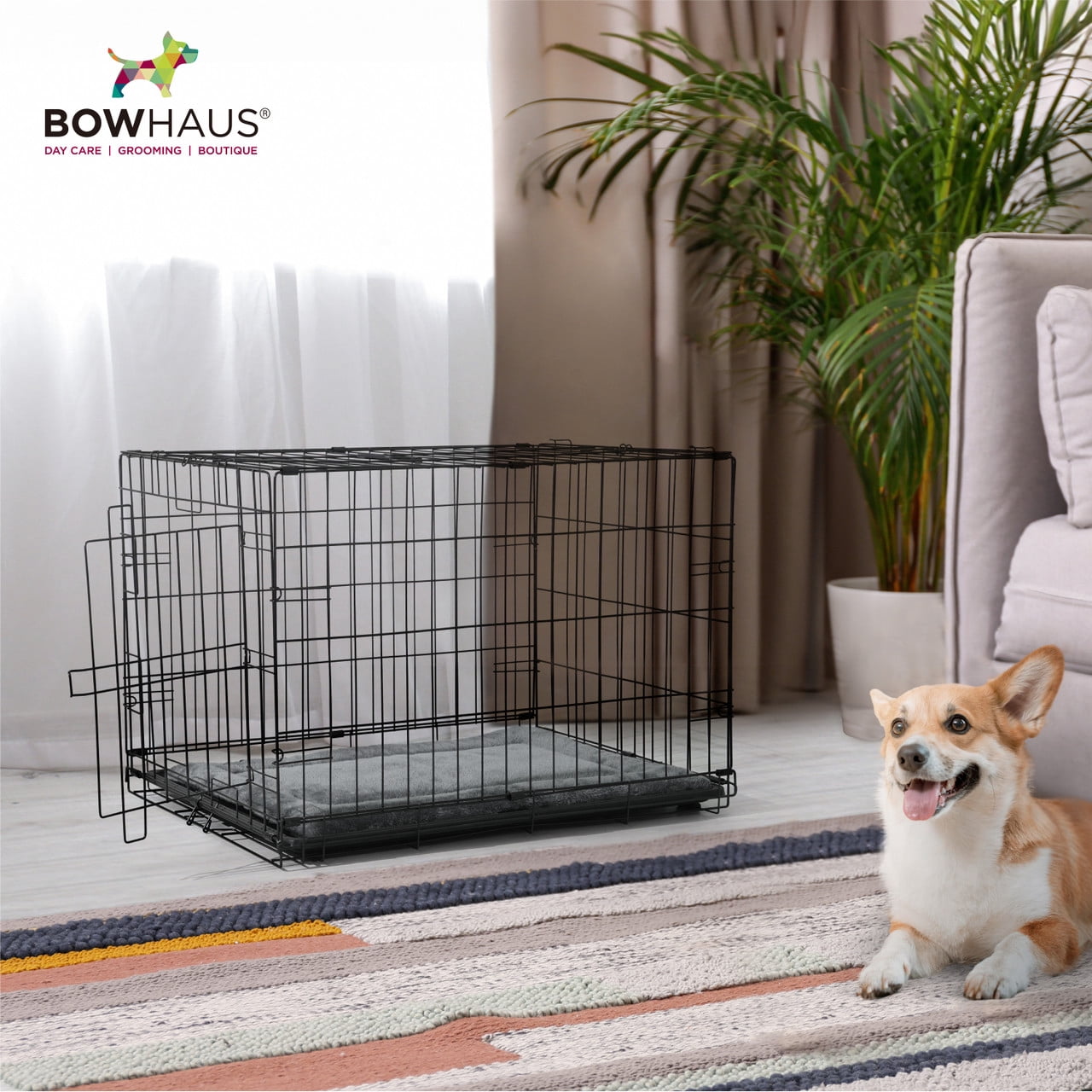 CAPHAUS 39.4" Plush Dog Bed for 42" Crate, Machine-Washable Soft Kennel Pad for Medium, Large Dog, Anti-Slip Crate Mat, Cozy Pet Sleeping Flat Cushion