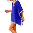 thumbnail image 3 of Rigardu Women's Swimsuit Coverup Ruffle Sleeve Bathing Suit Beach Cover Up Back Hollow Bikini T-Shirt Dress Loose Bikini Beach Up Tassels Tops Chiffon Swimwear Kaftan Cover Women's Trim Swimwears, 3 of 7