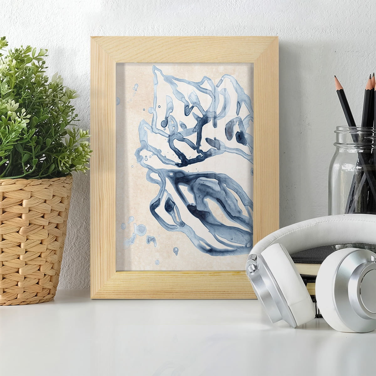 Water Shells II - Framed Print w/glass - Natural Wood