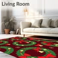 thumbnail image 2 of ODIKA 4'x6' Machine Washable Non-Slip Area Rug, Holiday Wreath with Ribbon Bow Details High Traffic Rug, Red, 606856, 2 of 7