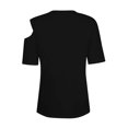thumbnail image 4 of iHengLiXing Plus Size Spring Tops for Women 2025 Dressy Casual Women'S 2024 Summer Casual And Comfortable Solid Color Cold Shoulder Button Splicing Short-Sleeved Round Neck Top/Shirt Black L, 4 of 7