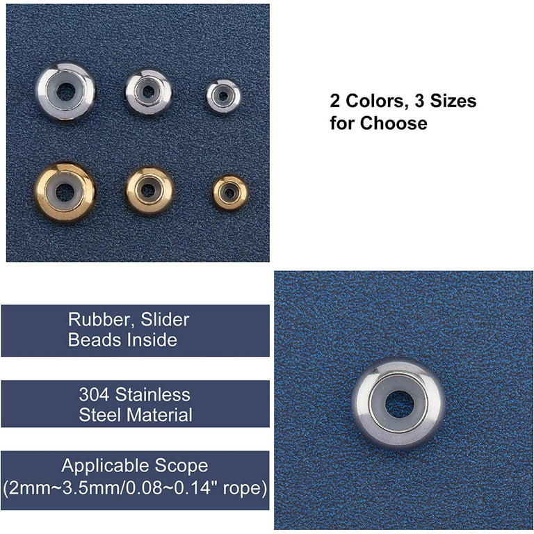 40pcs 6mm Rondelle Stopper Beads 304 Stainless Steel Slider Beads