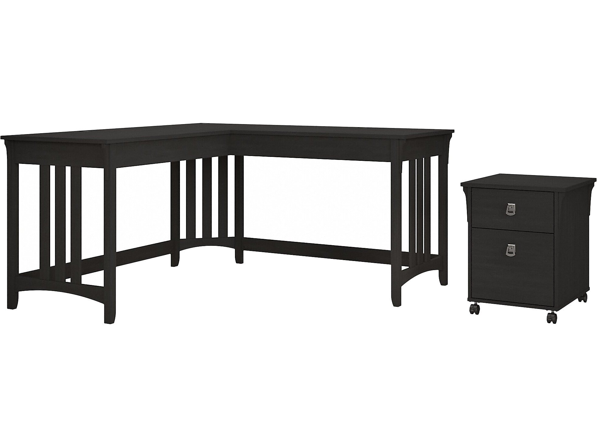 Bush Furniture Salinas 60" LShaped Writing Desk w/Mobile File