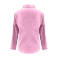 thumbnail image 6 of Seductiva Women Long Sleeve Tops Shirts Women Women's Solid Color Cotton and Linen Casual Shirt Loose Long Sleeve Linen V Neck Shirt Collared Blouses Loose Fit Fashion Basic Casual, 6 of 6