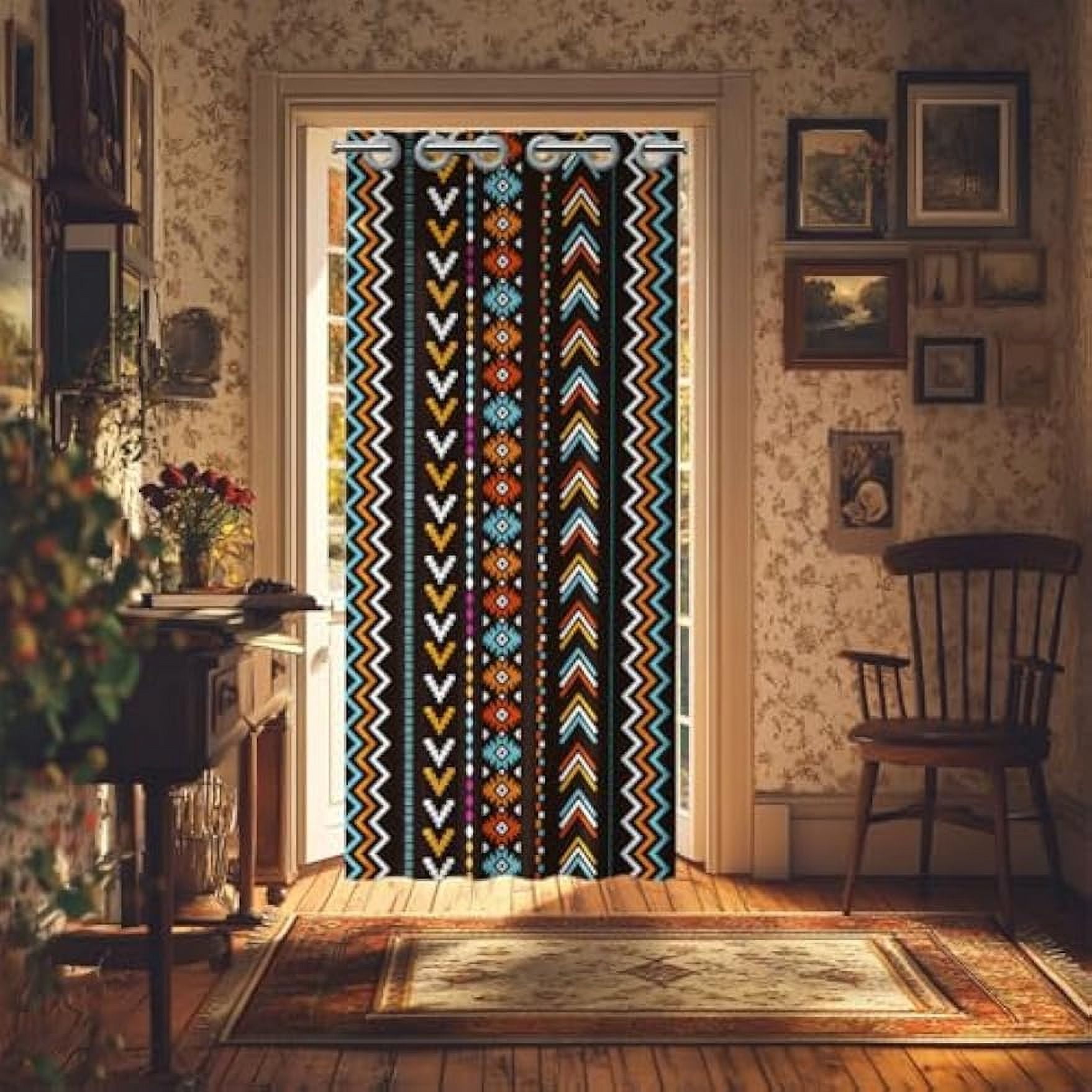 1 pc style Polyester Door Curtain with Plastic Ring Colorful Stripe 2000x1000mm