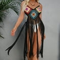 thumbnail image 2 of yillto Crochet Dress for Womens Beach Vacation Swimsuit Bikini Cover Ups Spaghetti Strap Fringe Outfits, 2 of 7