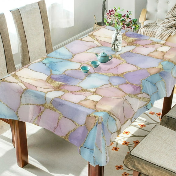 Yayeee Tablecloths 54" x 54" Rectangle Wrinkle Resistant Party Table Cover, Elegant Marble Pattern
