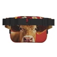 thumbnail image 3 of Fotbe White And Red Daisy Cow Cangurera Cuadrada con Estampado de Doble Capa, Bolsa de Cintura Ajustable Mini para Hombres y Mujeres, 3 of 9