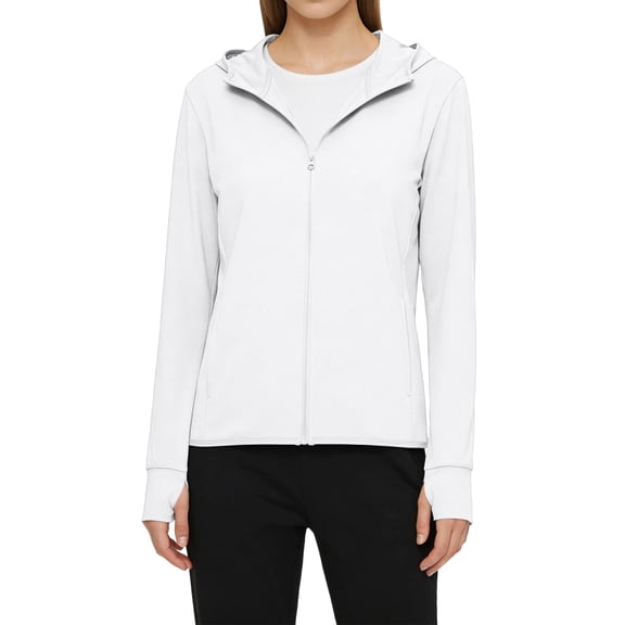 Women's UPF 50 UV Sun Protection Jacket Hooded SPF Cooling Sun Shirt Lightweight Hiking Fishing Summer Clothing 2XL White