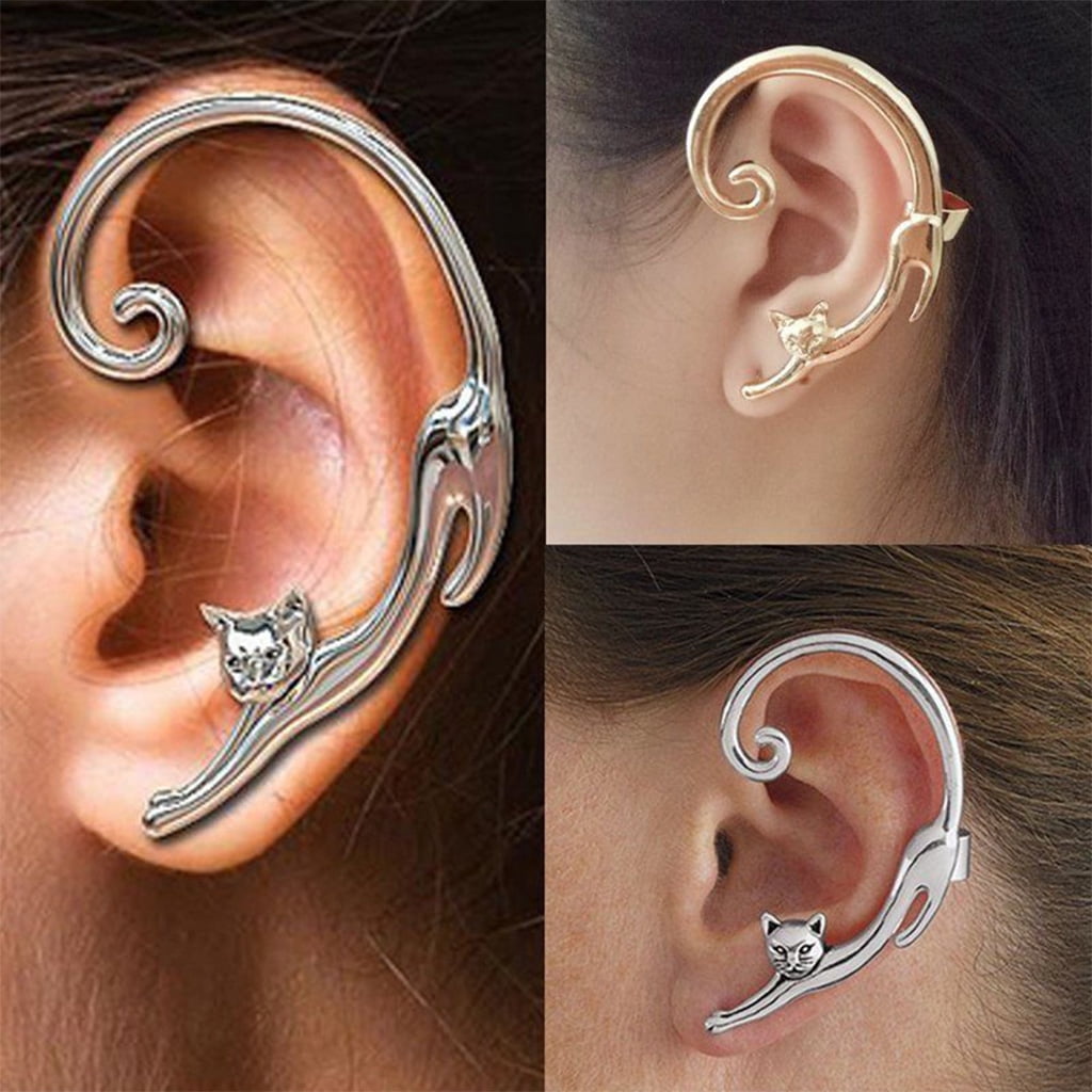 Stainless Steel Punk Hoop Earrings Cuff Wrap Ear Stud Clip Earrings Jewelry MEES Stainless Steel Punk Hoop Earrings Cuff Wrap Ear Stud Clip Earrings Jewelry MEES