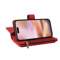 thumbnail image 3 of Allytech Zipper Pocket Case for iPhone 16, Flip PU Leather Wallet Cover with Card Slots & Hand Strap, Shockproof Kickstand Magnetic Buckle Protective Stylish Cover for iPhone 16, Red, 3 of 11
