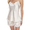 thumbnail image 4 of White Mark Women's Satin Cami & Shorts Pajama Set, 4 of 4