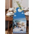 thumbnail image 2 of Christmas Beach Table Runner Blue Shell Starfish Conch Pine Cone Snow Tablerunners 16 x 72 Inch, Table Decorations Tabletop Scarf for Summer Gathering Holiday Farmhouse Kitchen Dining Decor, 2 of 6