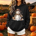 thumbnail image 2 of SEROYE Womens Christmas Print Sweatshirts Snowman Graphic Hoodie Long Sleeve Pullover Casual Holiday Festival Tops (XL, Black Christmas 03), 2 of 5