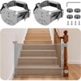 thumbnail image 1 of 2Pcs  Gate Stair Railing Banister Adapter, Fits 1.9-4.72'' Diameter Universal Banisters, Wide Square/Round Railings No-Drilling Mounting Fittings for Retractable Gates,Adjustable Fixed Strap(Gray), 1 of 10