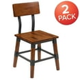 BizChair 2 Pack Rustic Antique Walnut Industrial Wood Dining Chair
