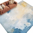 thumbnail image 2 of Blue Yellow Area Rug 5x7 FT, Non Slip Bedroom Throw Carpet, Modern Vintage Oil Painting Abstract Washable Soft Floor Carpet Non-Shedding Rug for Dining Room Bedside Classroom Desk, 2 of 9