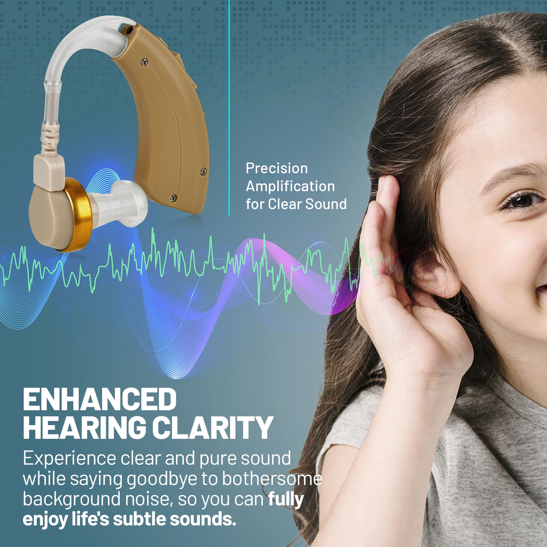 MEDca Small Discreet Digital Hearing Amplifier, Beige, 1 Pack