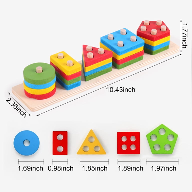 Keyahappy Wooden Shape Sorting & Stacking Puzzle photo 7