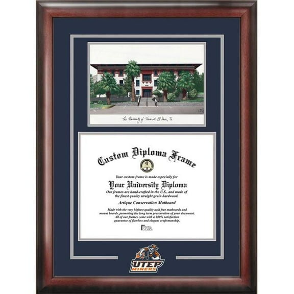Campus Images TX951SG-1185 8.5 x 11 in. University of Texas, El Paso Spirit Graduate Diploma Satin Mahogany Frame