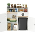thumbnail image 2 of HOOBRO Double Trash Cabinet, 20 Gallon Freestanding Trash Can Cabinet, Removable Shelf & Anti-Tip Kit, Freestanding Kitchen Trash Storage Cabinet, White and Natural WN05LJ01, 2 of 9