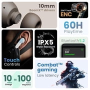 Boult AirBass Z40 True Wireless Earbuds with 60H Playtime, Zen™ ENC Mic, Low Latency Gaming, Type-C Fast Charging, Blue, New, 1 Count, 1 Pack