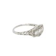 thumbnail image 3 of Art Deco Three Stone Diamond Engagement Wedding Ring, Petite Diamond Ring, Openwork Filigree Ring, Antique Milgrain Ring, 1.6 Ct Simulated Diamond, 925 Sterling Silver, Women's Promise Ring, 3 of 4