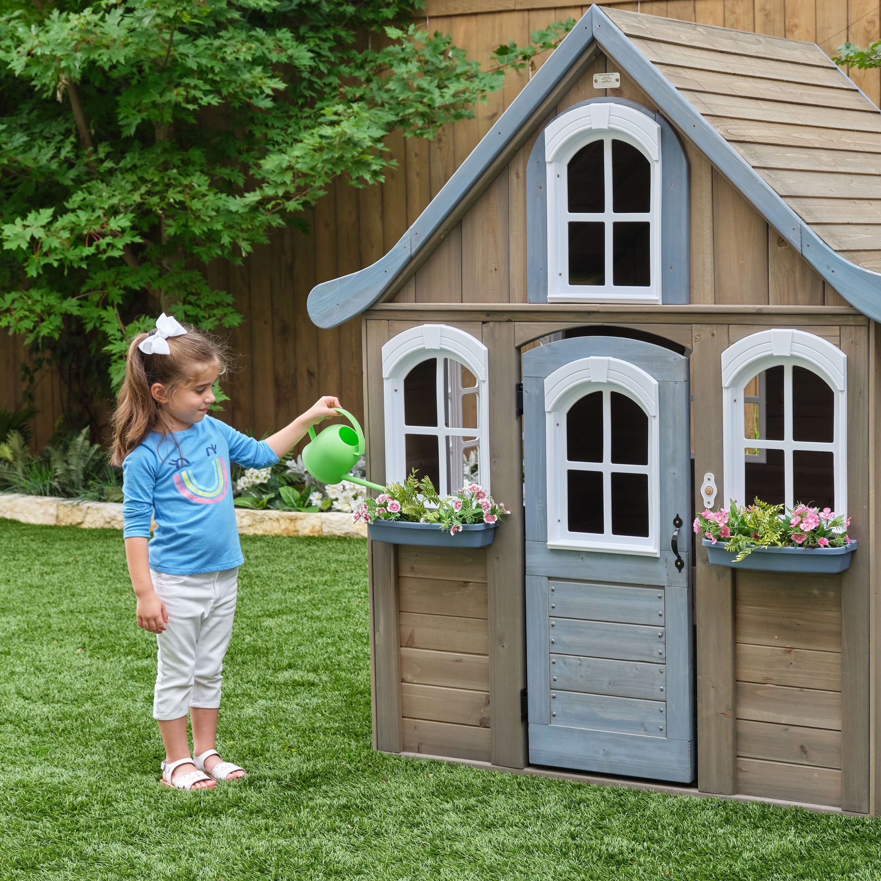 Kidkraft KidKraft Wooden Playhouse with Working Doorbell and Chalkboard  Large Side... 