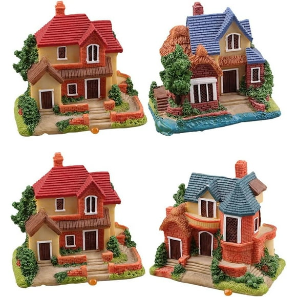 HUGFEGWE Gingerbread House 4pcs Miniature Houses Mini Fairy Cottage House for Garden Patio Micro Landscape Bonsai Decoration Miniature Garden House Random Color Xmas Mini House CA919-148871