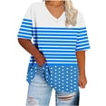 thumbnail image 2 of QUNYINEY Casual Shirts for Women Striped Short Sleeve V Neck Tops Loose Plus Size Summer Pullover Women's Tops, 2 of 5