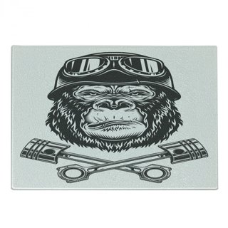 Cartoon Cutting Board, Image of Big Gorilla Like as Professional Athlete  Bodybuilding Gym Animal, Decorative Tempered Glass Cutting and Serving  Board