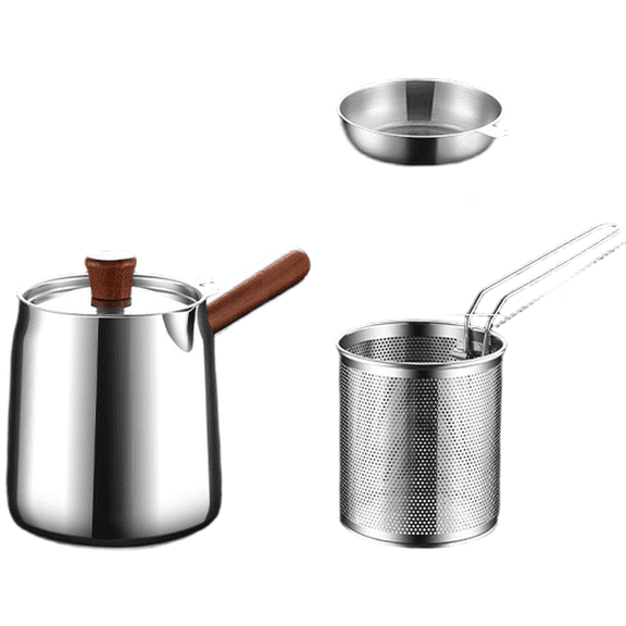 304 Stainless Steel Walnut Deep Fryer With Basket 1.5L 2.0L Capacity Non-Slip